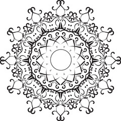 Line Art Mandala Pattern On White Background.