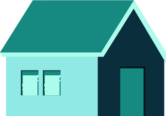 Isolated House Element In Teal Color.