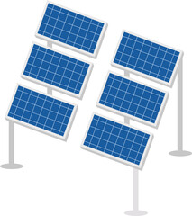 Solar Panel Set Element In Blue And Gray Color.