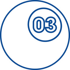 Billiard Ball Icon In Blue Outline.