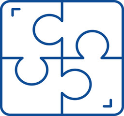 Puzzle Icon In Blue Thin Line.