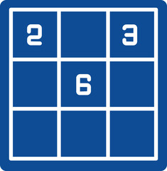 Sudoku Icon In Blue And White Color.