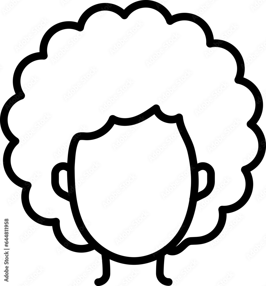 Poster faceless girl character with afro hairstyle icon.