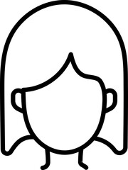 Line Art Illustration of Girl Face with Open Hair icon.