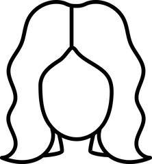 Woman Face With Open Hair Icon In Line Art.