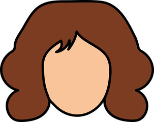 Girl Face with Open Hair icon In Brown And Orange Color.