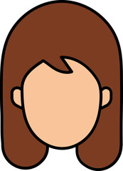 Brown And Orange Color Girl Face with Open Hair icon.