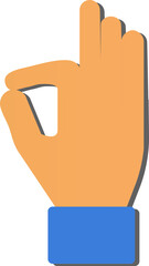 Nice Hand Symbol Or Icon Orange And Blue Paper Cut Icon.