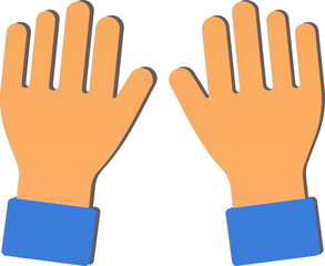 10 Finger Count Or Open Hand Orange And Blue Paper Cut Icon.