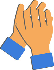 Orange And Blue Clapping Hand Paper Cut Icon.