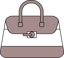 Purse Or Handbag Icon In Grayish Red And White Color.