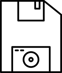 Floppy Disk Icon or Symbol in Black Line Art.