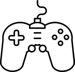 Black Line Art Game Pad Icon in Flat Style.
