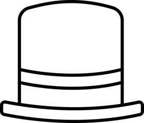 Vector Illustration of Top Hat or Cap Icon in Line Art.