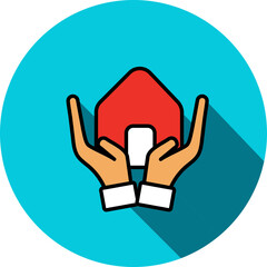 Colorful Holding House Icon in Flat Style.