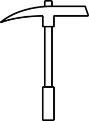 Black Outline Nail Hammer Icon in Flat Style.