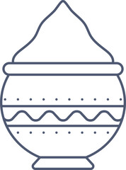 Clay Pot Full Of Powder (Gulal) Icon In Linear Style.