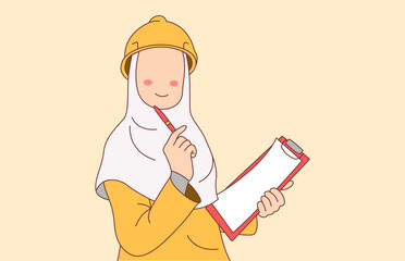 Woman Engineer Wearing Hijab Illustration