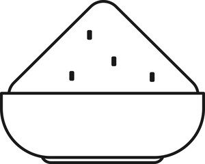 Bowl Full Of Powder (Gulal) Icon In Linear Style.