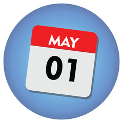 Fototapeta premium 01 may icon with white background, calender icon