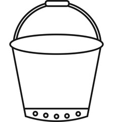 Bucket Icon In Black Outline Style.