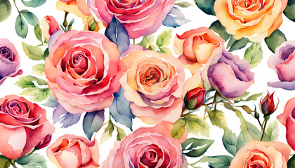 カラフルな花束の水彩イラスト(背景透過)アルファチャンネル付png 招待状、挨拶状、ウェディング カード