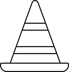 Flat Style Traffic Cone Icon In Line Art.