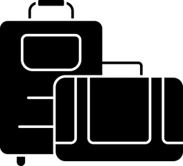 B&W Luggage Bags Icon Or Symbol.