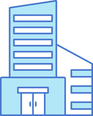 Blue And White Color Building Icon.