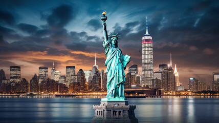 statue of liberty in new york - obrazy, fototapety, plakaty