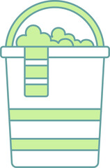 Laundry Bucket Icon In Green And White Color.