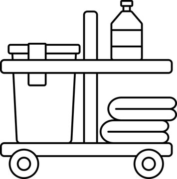 recommend clip art: Illustration Of Janitor Or Cleaning Cart Icon In Line Art.