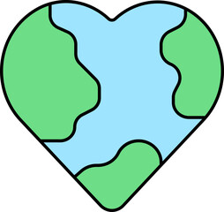 Vector Illustration of Earth In Heart Shape.
