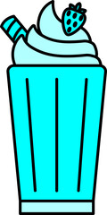 Milkshake Icon In Cyan Color.