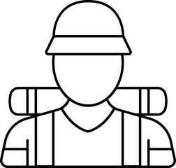 Linear Style Faceless Tourist Man Cartoon Icon.