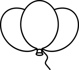 Balloons Icon In Black Line Art.