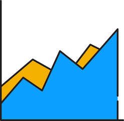 Blue And Yellow Color Bar Graph Icon.