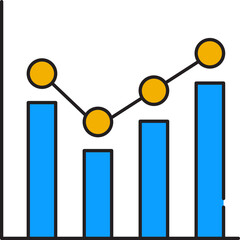 Bar Graph Icon In Blue And Yellow Color.