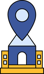 Home Location Icon In Blue And Yellow Color.
