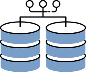 Database Network Icon In Blue And White Color.