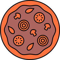 Fototapeta premium Mushroom Pizza Icon In Orange And Brown Color.