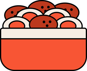 Mochi Dish Bowl Orange And White Icon.