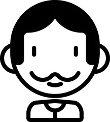 Cartoon Man Icon In Black And White Color.