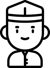 Soldier Or Man Character Icon In Black Line Art.