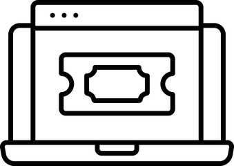Flat Style Online Ticket Booking From Laptop Icon.