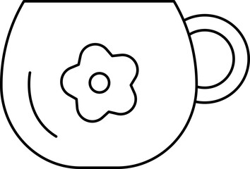 Illustration of Cup Icon in Thin Line Art.