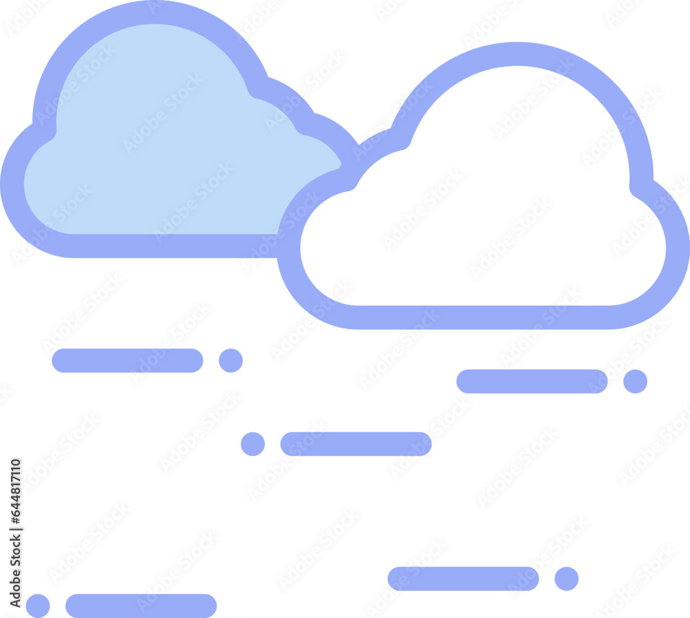 Poster Blue Color Cloudy Weather Icon in Flat Style.