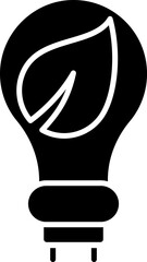 Eco Light Bulb Icon In Glyph Style.