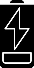 Battery Charging Icon In B&W Color.