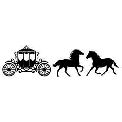 Horse and chariot silhouette